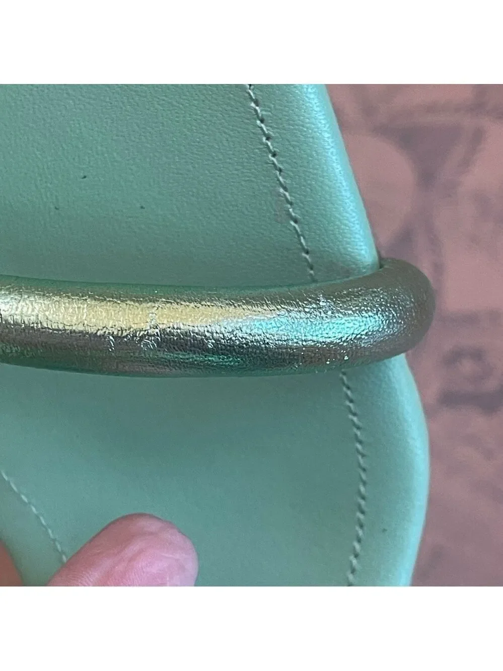 Free People Parker Silver Chain Heels Green Lime Metallic Sz 39